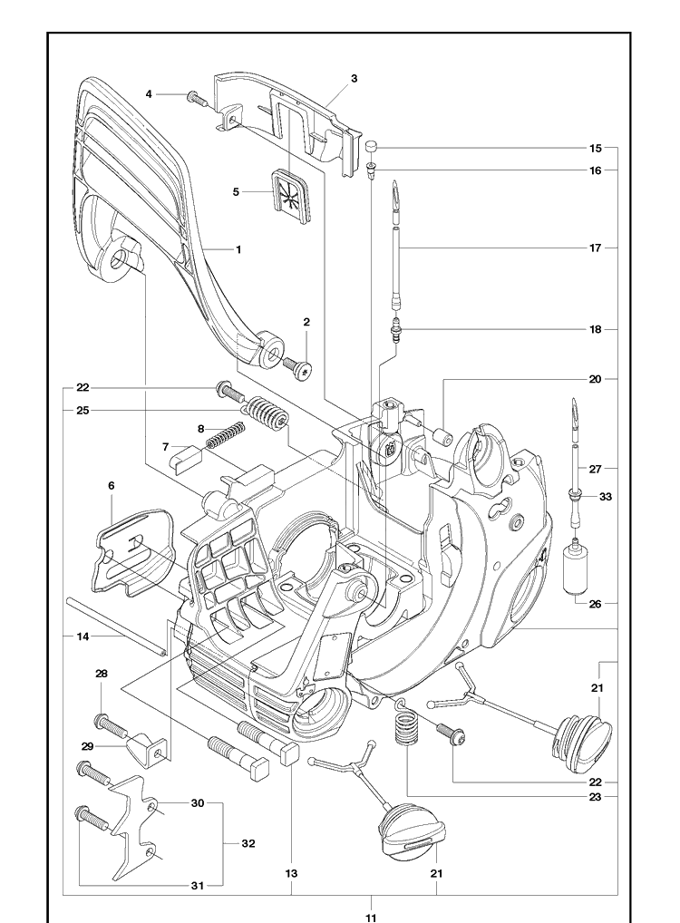 Fuel Tank And Handle Diagram and Parts List for 120MARKII (967861934)(2019-04) Husqvarna Chainsaw
