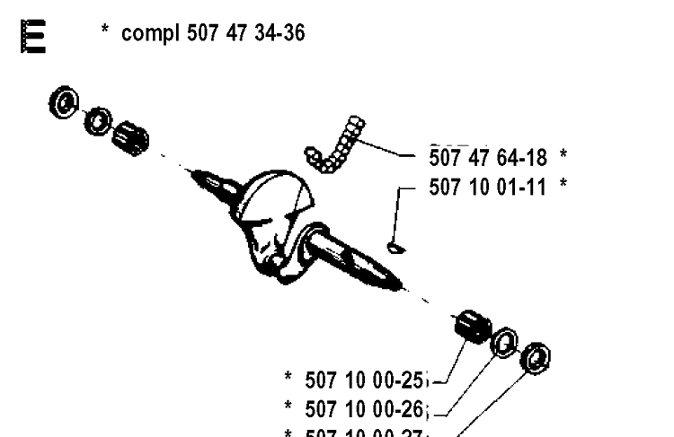 Crankshaft Diagram and Parts List for 35 19902200001-Current Husqvarna Chainsaw