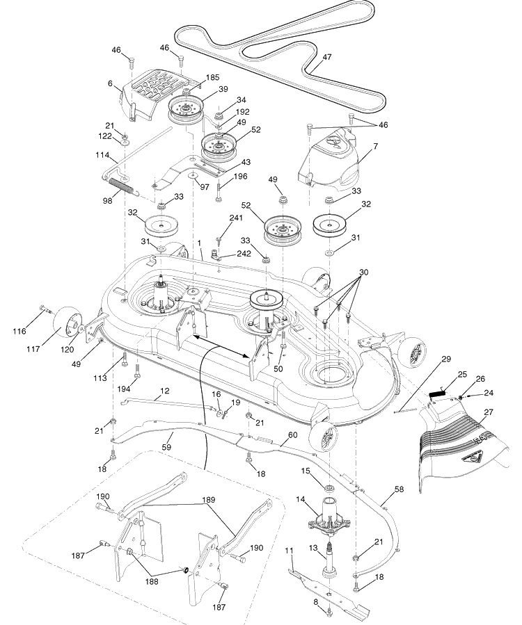 Mower Deck Diagram and Parts List for LGT2554 (96045001502)(2010-02) Husqvarna Lawn Mower