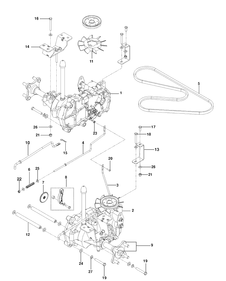 Hydraulic Pump- Motor Diagram and Parts List for RZ5424 (967003701)(2013-06) Husqvarna Lawn Mower