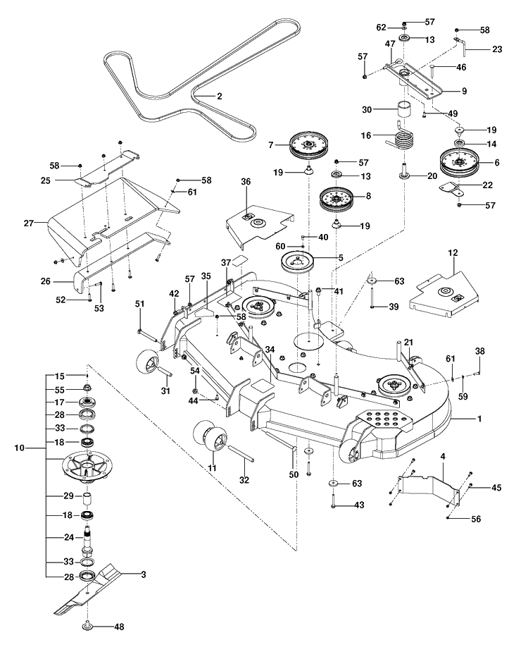 Mower Deck / Cutting Deck 2 Diagram and Parts List for PZ29DCE (966616701)(2012-02) Husqvarna Lawn Mower