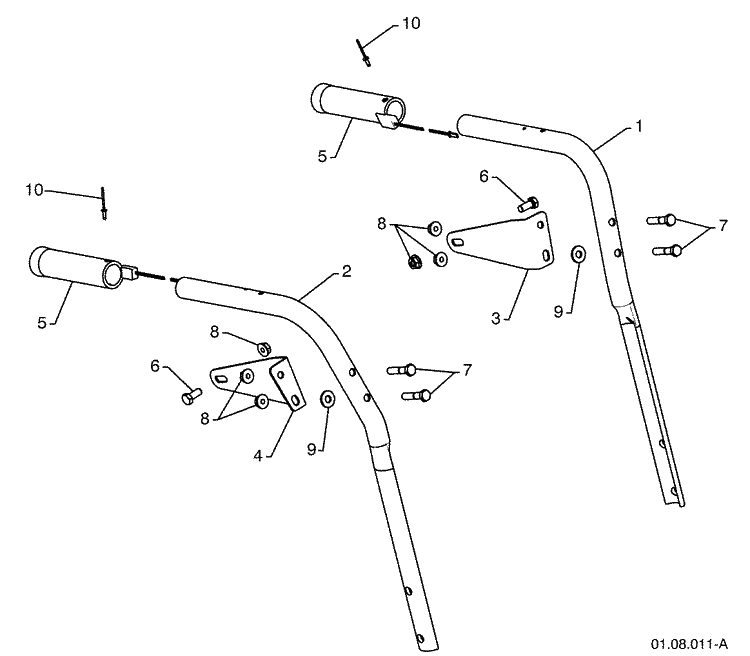 Handles 4 Diagram and Parts List for 13524SBXLS (961930048)(2009-07) Husqvarna Snow Blower