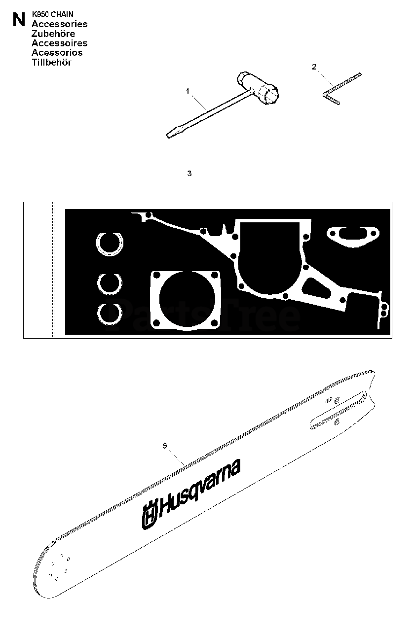 Accessories Diagram and Parts List for K950CHAIN 2007-01 Husqvarna Circular Saw