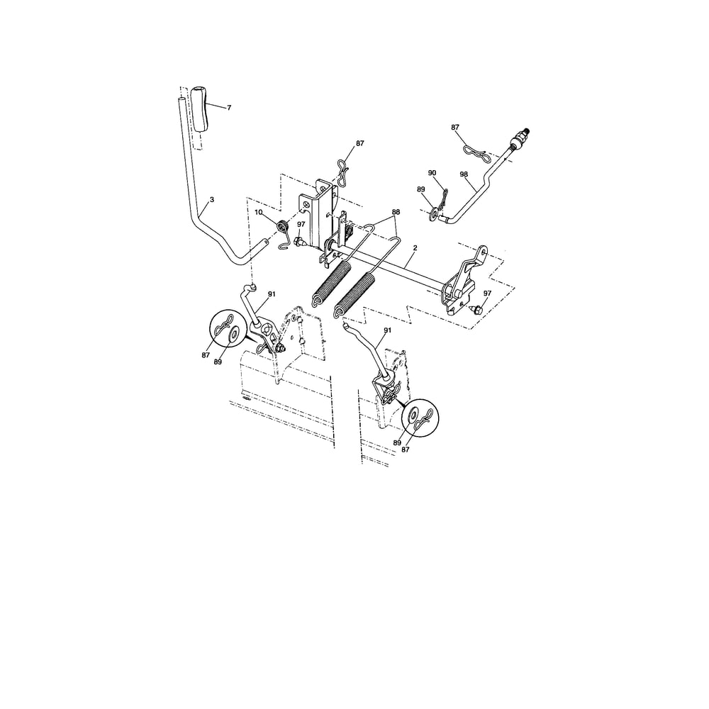 Lift Diagram and Parts List for YTS4500  Husqvarna Lawn Tractor