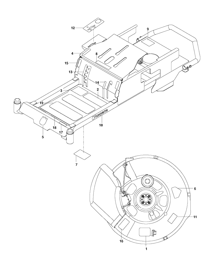 Decals Diagram and Parts List for RZ3016 (96661230104)(2015-04) Husqvarna Lawn Mower
