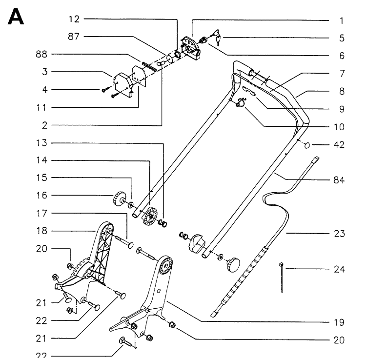 Handle And Controls 5 Diagram and Parts List for 47RC ROYAL Husqvarna Lawn Mower