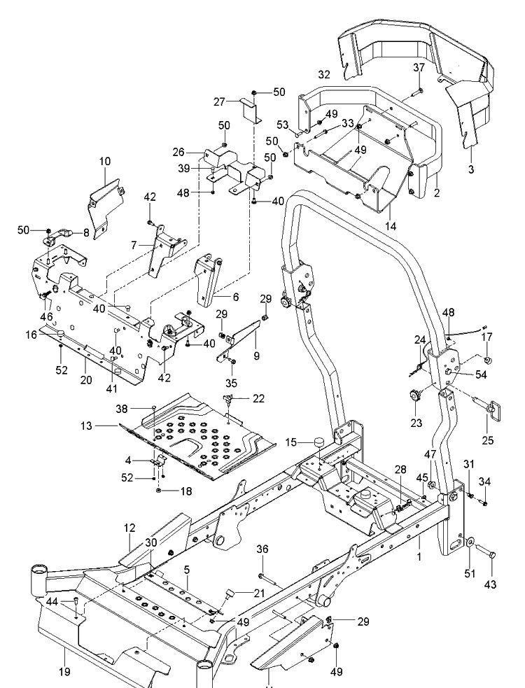 Frame Diagram and Parts List for Z572X (96793050100)(2018-08) Husqvarna Lawn Mower