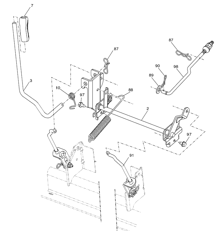 Mower Lift Diagram and Parts List for PB195H42LT (96042003600)(2007-08) Husqvarna Lawn Mower