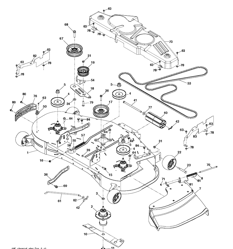 Mower Deck / Cutting Deck Diagram and Parts List for TS348XD (96041043700)(2019-08) Husqvarna Lawn Tractor