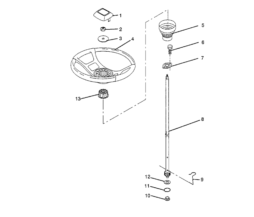 Steering Wheel Diagram and Parts List for LT92012 (954000251-A)(1993-01) Husqvarna Lawn Tractor