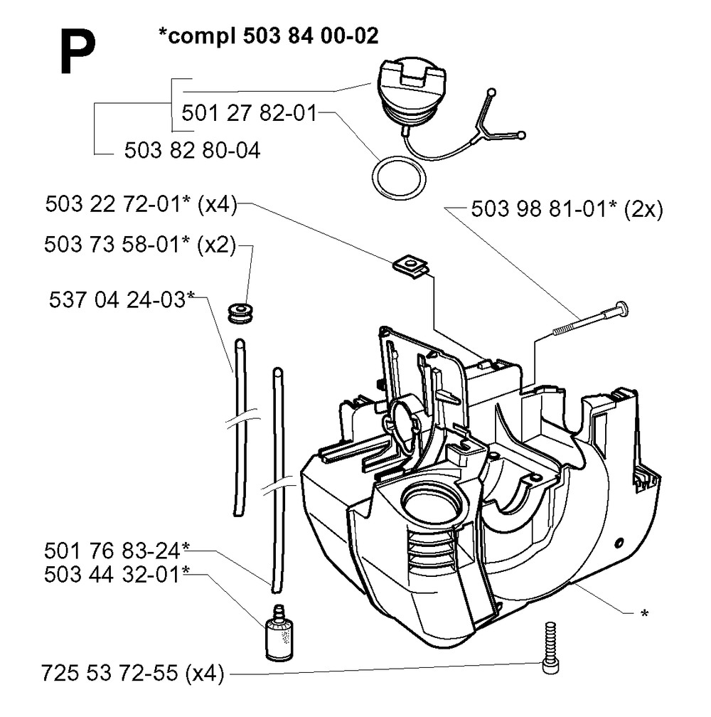 Crankcase Diagram and Parts List for 232RD 20001400001 & Above Husqvarna Trimmer
