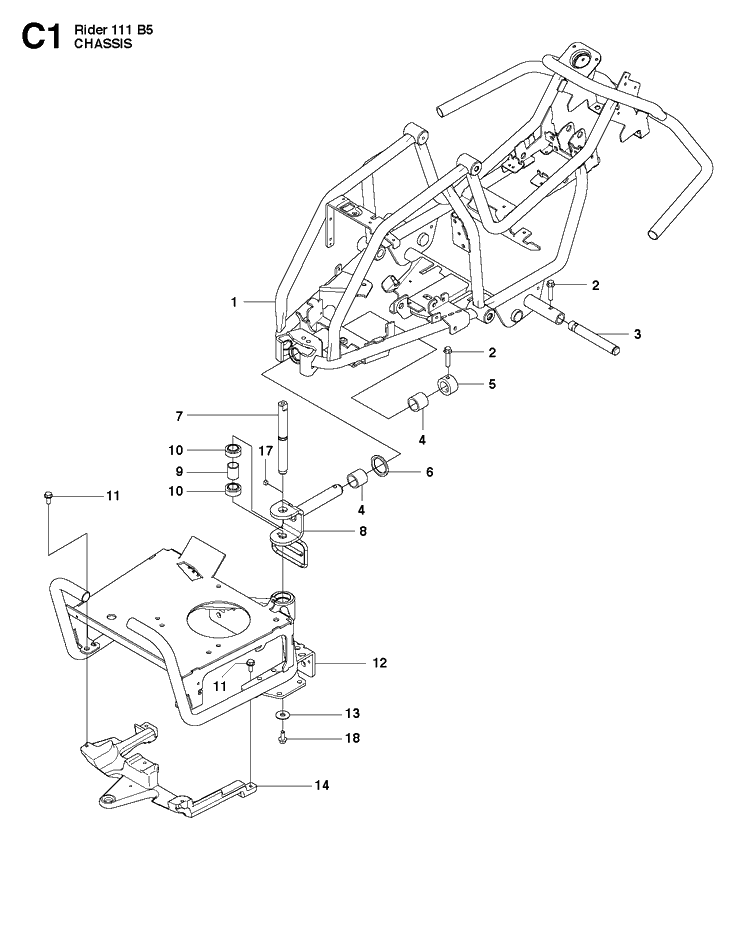 Chassis And Enclosures Diagram and Parts List for R111B5 (965996701)(2011-02) Husqvarna Lawn Mower