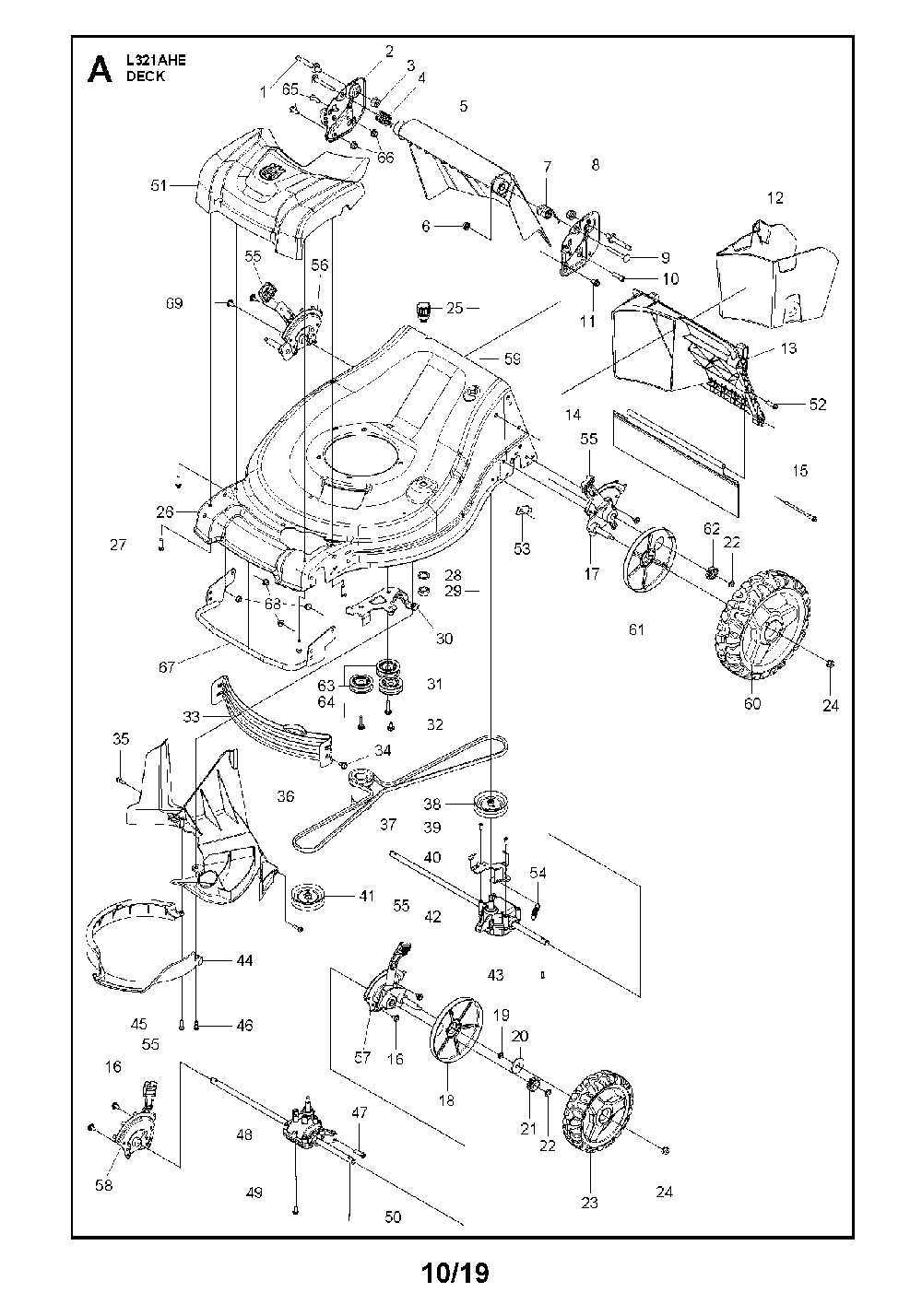 Mower deck/cutting deck Diagram and Parts List for L321AHE-96794990100  Husqvarna Lawn Mower