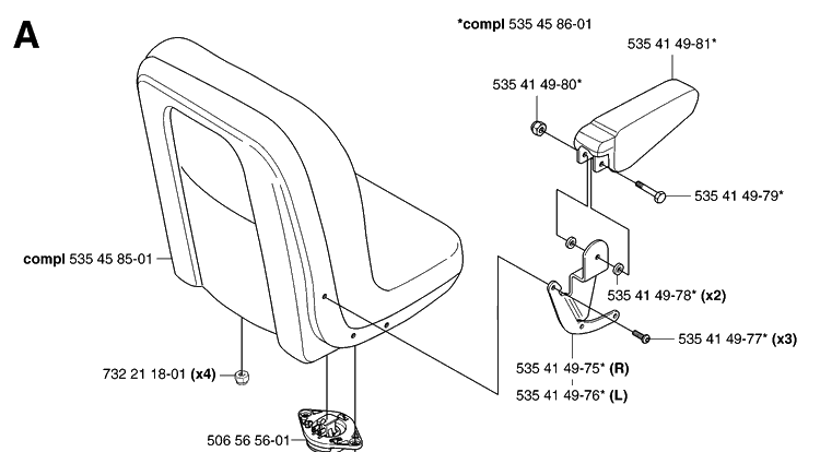 Seat Diagram and Parts List for PR15 (953535001)(2004-01) Husqvarna Lawn Mower