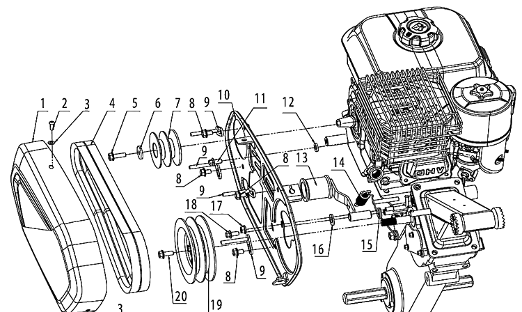 Belt Diagram and Parts List for TF338P  Husqvarna Cultivator