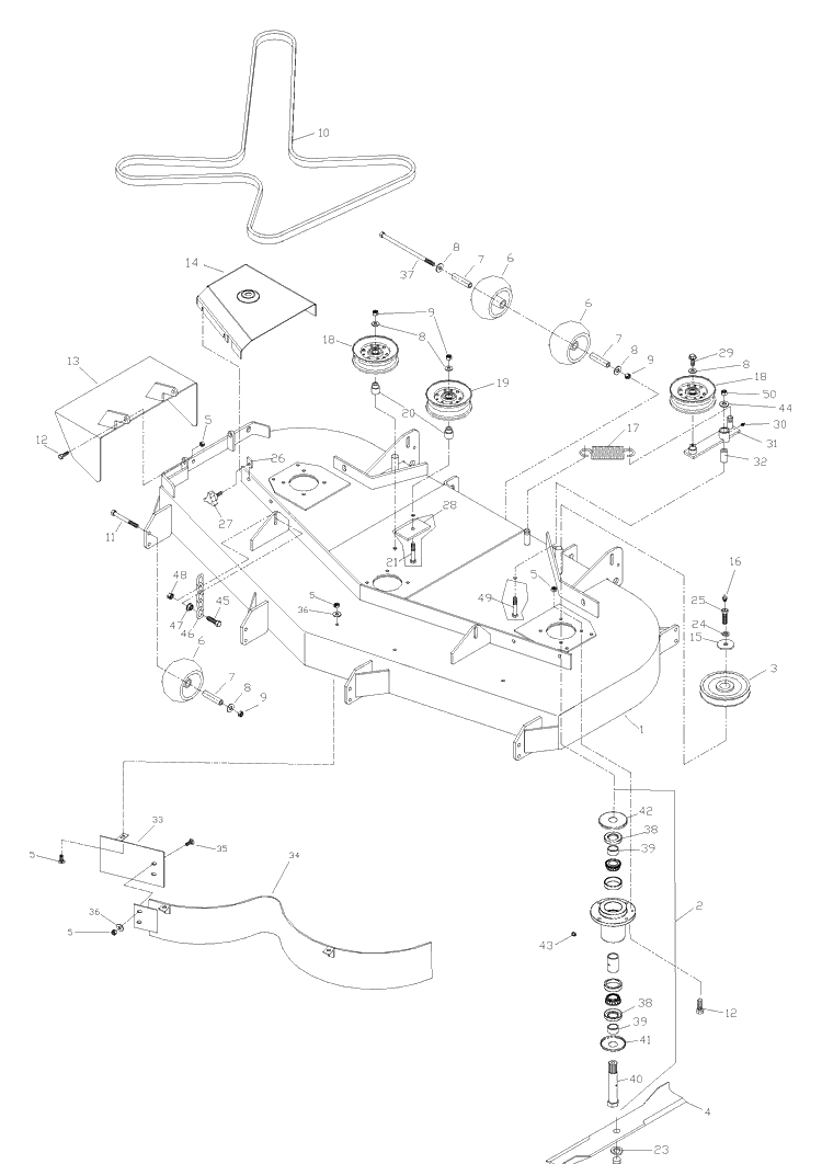 Front Deck Assembly 72 Inch Diagram and Parts List for ZTH7227KOB (968999225) (033600000 and Up)(2004-09) Husqvarna Lawn Mower