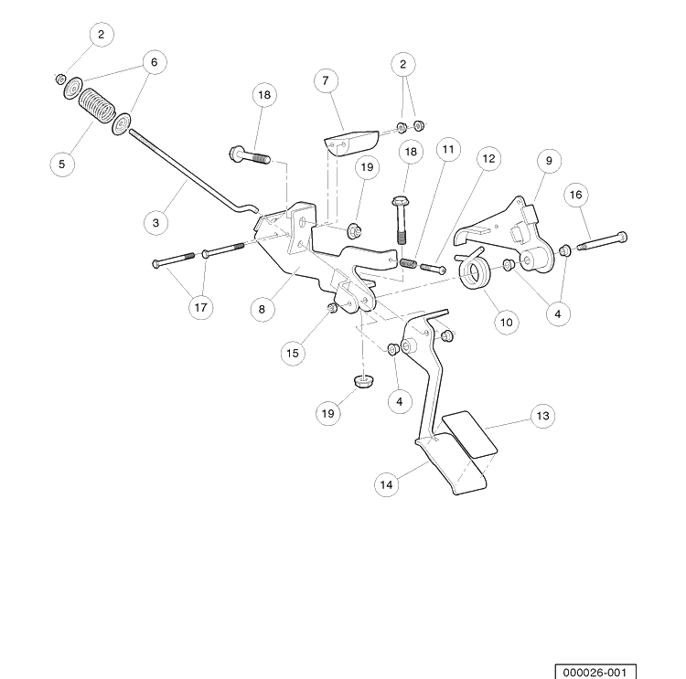 Accelerator Pedal Assembly Style B Diagram and Parts List for HUV4421DXP 2006-11 Husqvarna Lawn Tractor