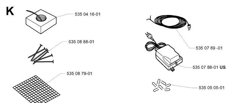 Installation Accessories 3 Diagram and Parts List for G1 1998-2003 Husqvarna Lawn Mower