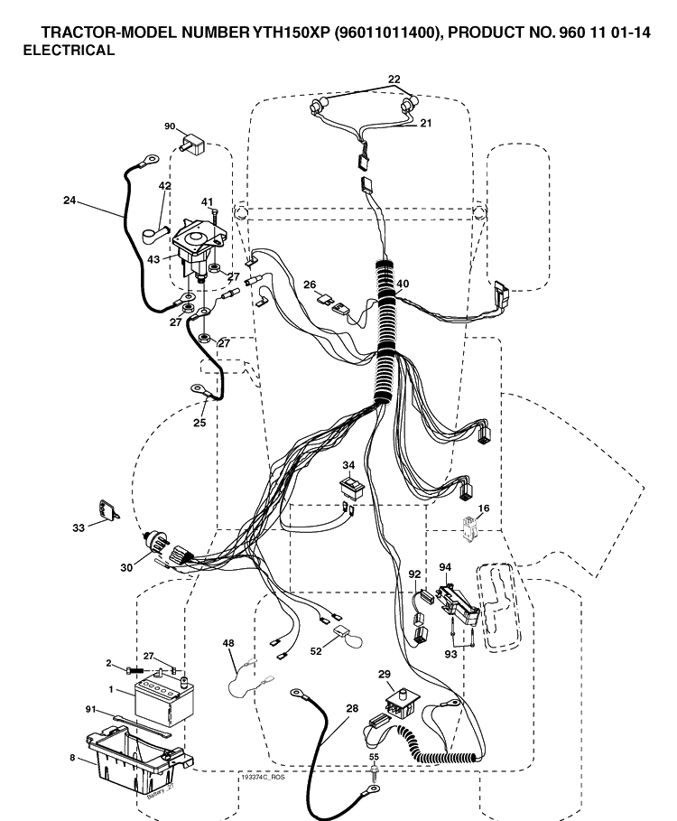 Electrical Diagram and Parts List for YTH150XP (96011011400)(2006-01) Husqvarna Lawn Tractor