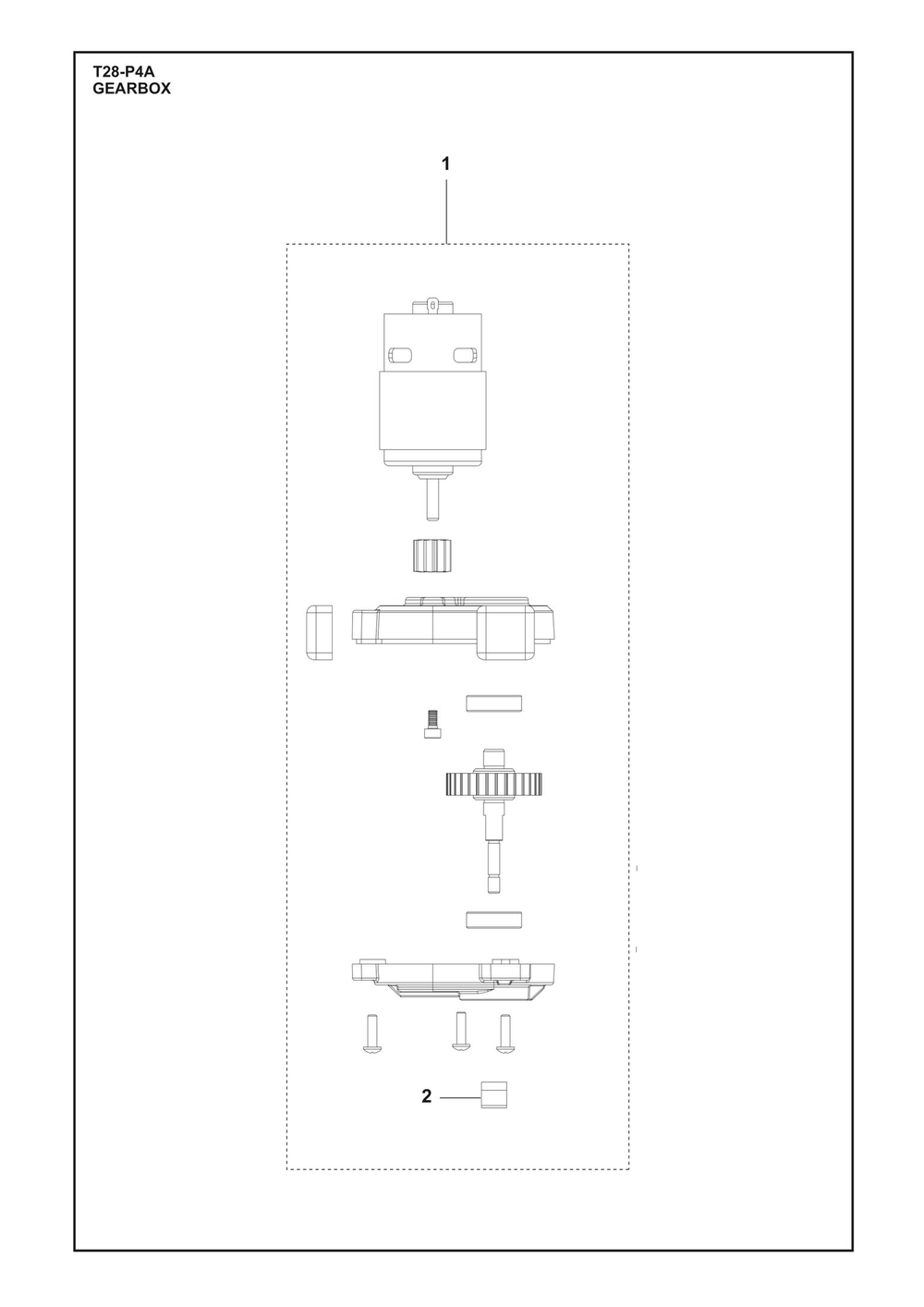 Gearbox Diagram and Parts List for T28-P4A  Husqvarna Trimmer