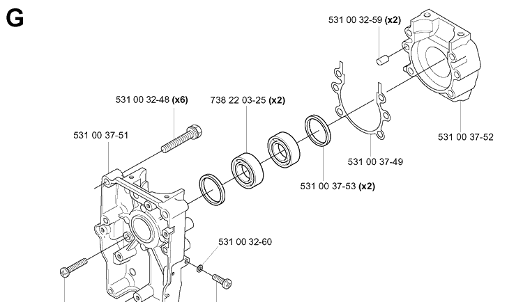Crankcase 2 Diagram and Parts List for 165BT 20053300001-Current Husqvarna Leaf Blower / Vacuum