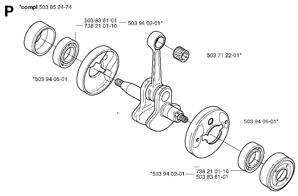 Crankshaft Diagram and Parts List for 325RXT 2002-01 Husqvarna Brush Cutter