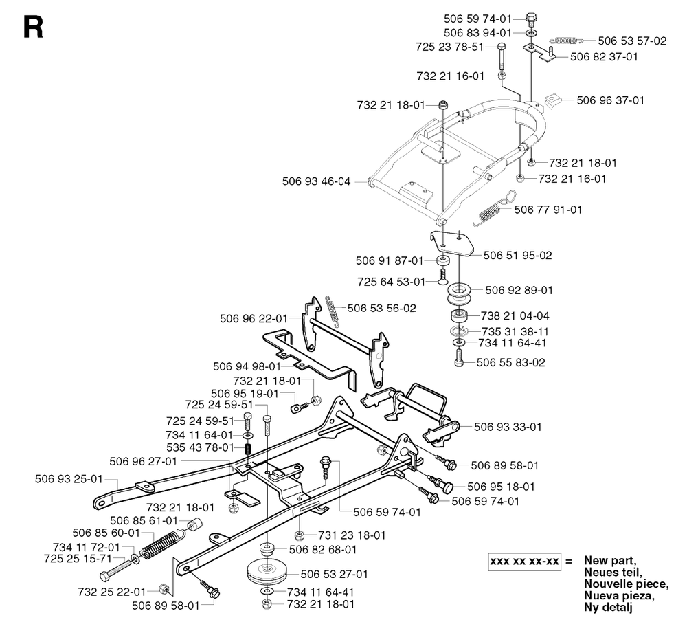 Frame Diagram and Parts List for PF18 2003-02 Husqvarna Lawn Tractor
