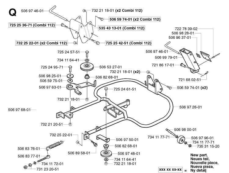 Frame Diagram and Parts List for PR15 2002-02 Husqvarna Lawn Mower