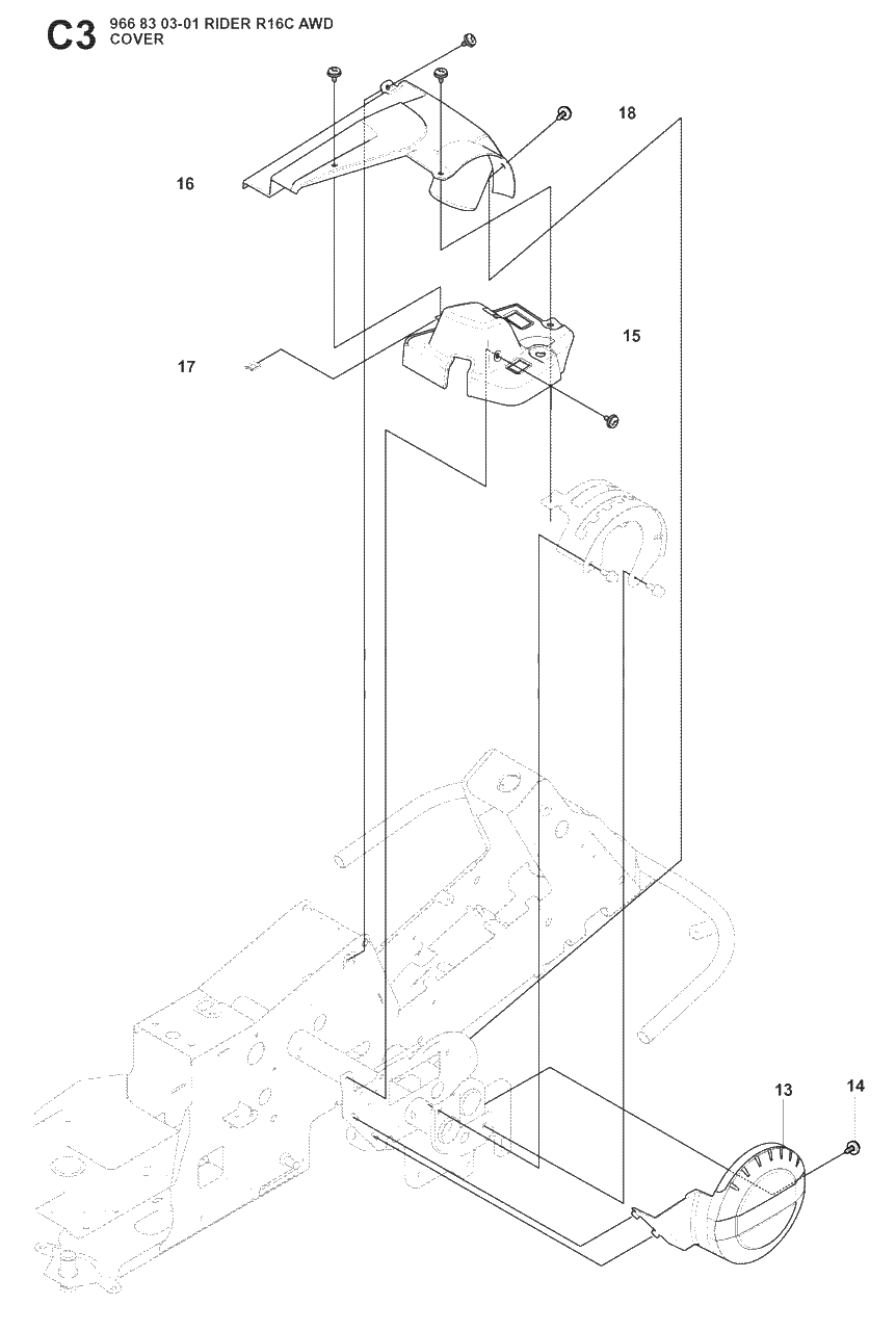Cover 2 Diagram and Parts List for R16CAWD (966830301)(2008-04) Husqvarna Lawn Tractor