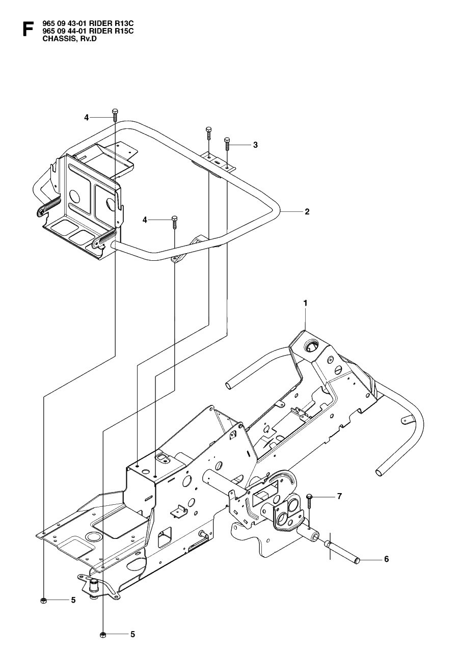 Chassis / Frame Diagram and Parts List for R15C (965094401)(2007-01) Husqvarna Lawn Tractor