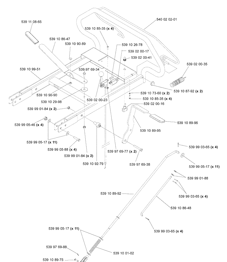 Upper Handle Bar Diagram and Parts List for SG13 (968999239)(2009-02) Husqvarna Stump Grinder