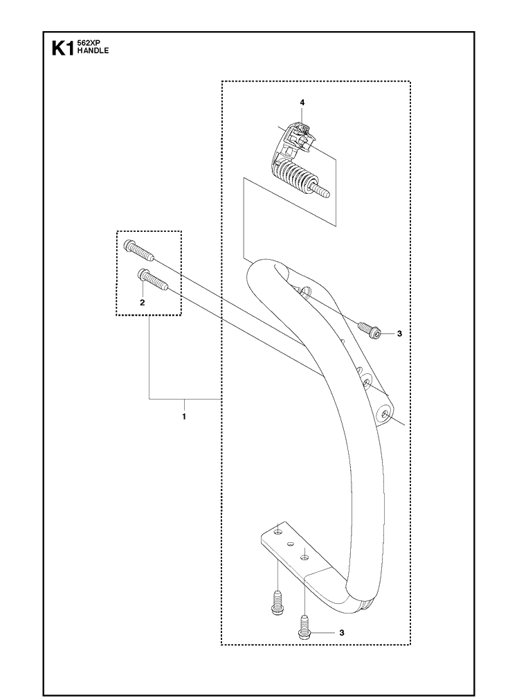 Handle Diagram and Parts List for 562XP 2011-06 Husqvarna Chainsaw