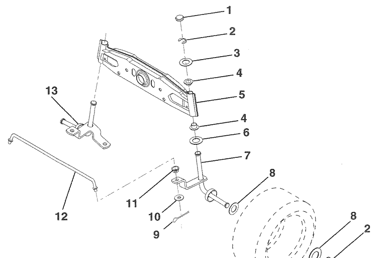 Front Axle Diagram and Parts List for LR120 (HU1236B)(954000412)(1992-10) Husqvarna Lawn Mower