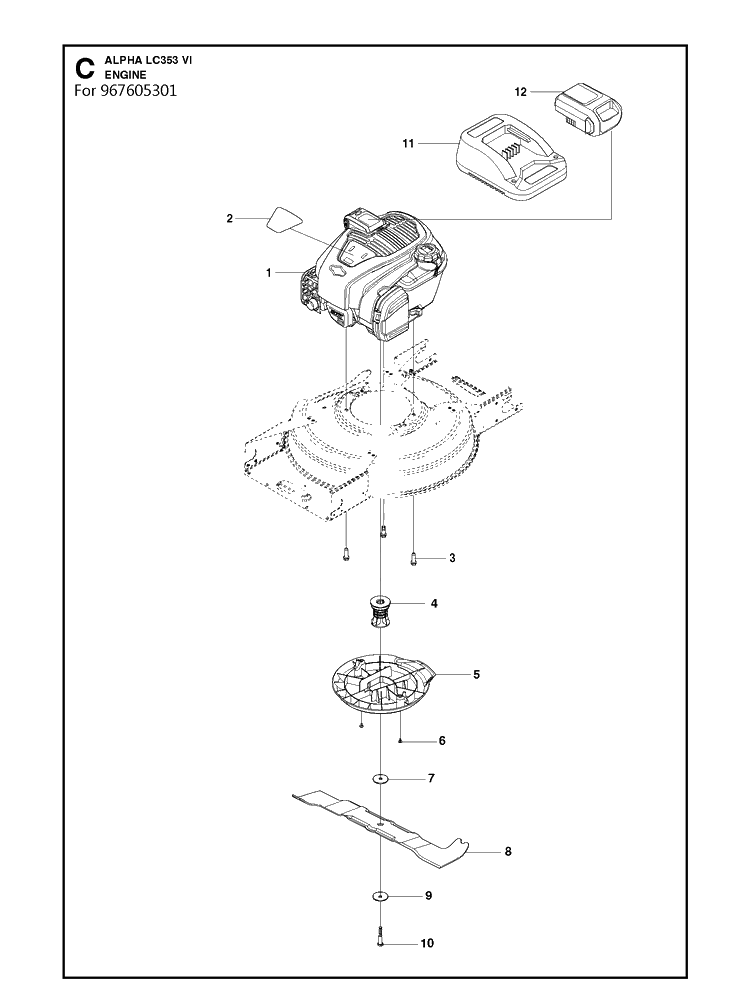 Engine Diagram and Parts List for LC353VI Classic Husqvarna Lawn Mower