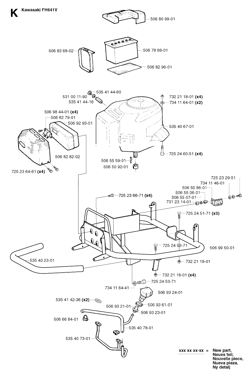 Engine Diagram and Parts List for PF21 2002-03 Husqvarna Lawn Tractor