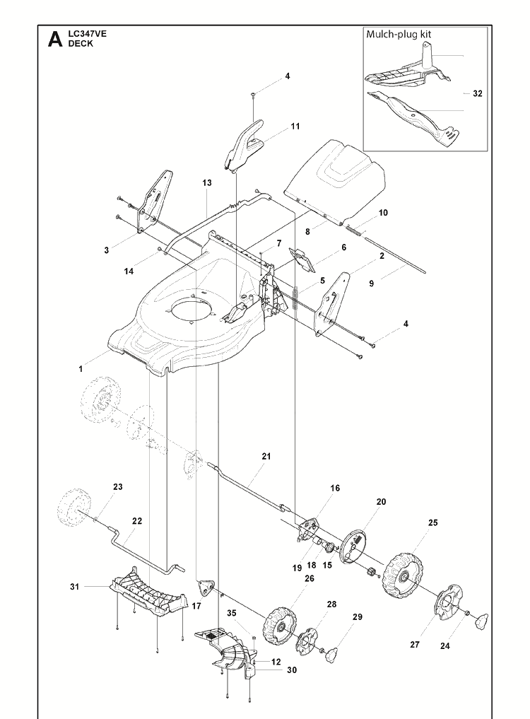 Mower Deck / Cutting Deck Diagram and Parts List for LC347VE (970541401)(2022) Husqvarna Lawn Mower