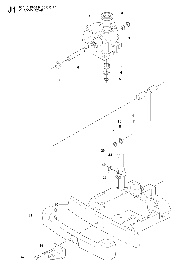 Transmission Diagram and Parts List for RIDER175 (965104901)(2007-01) Husqvarna Lawn Mower