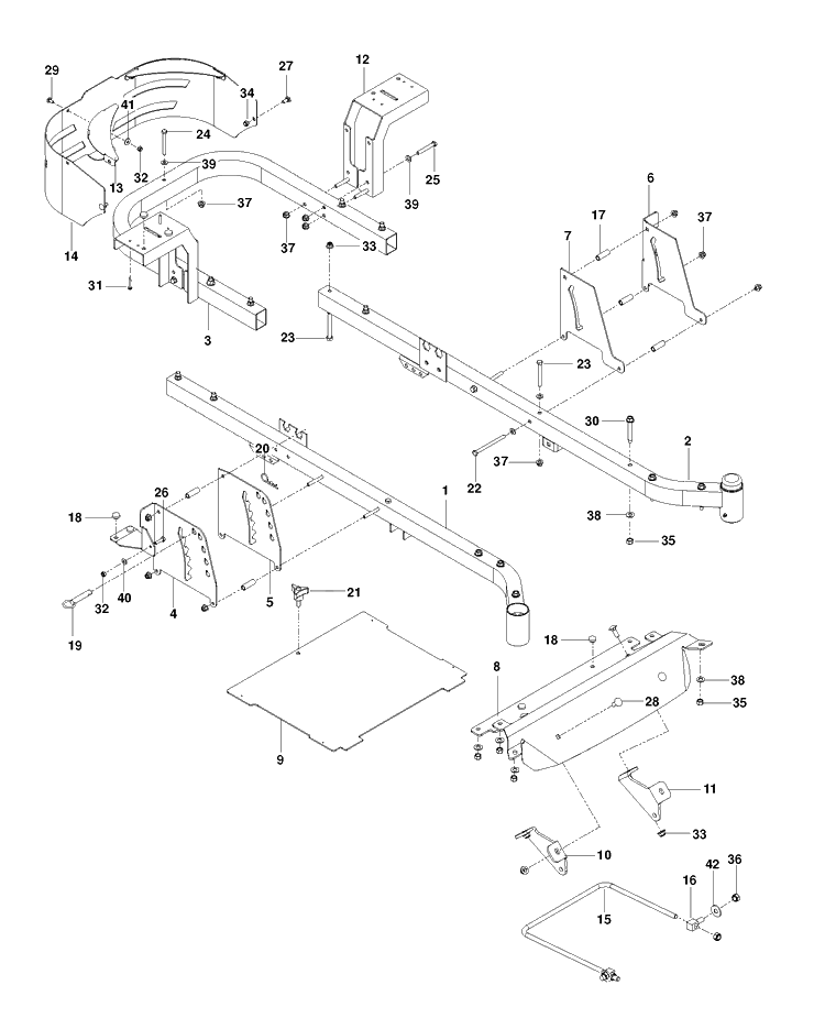 Frame Diagram and Parts List for EZ4824CA (966659501)(2012-08) Husqvarna Lawn Mower