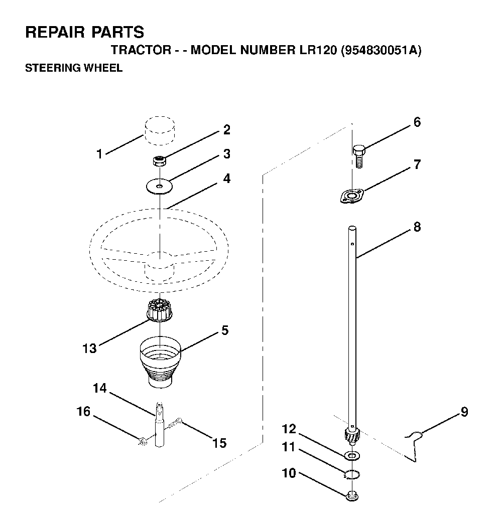 Steering Diagram and Parts List for LR120 (954830051A)(1995-08) Husqvarna Lawn Tractor