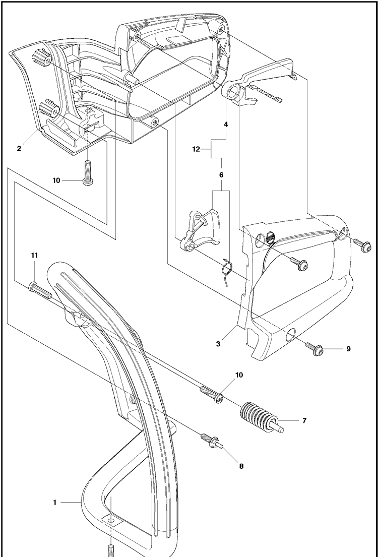 Handle And Controls Diagram and Parts List for 120MARKII (967861901)(20181800001-Current) Husqvarna Chainsaw