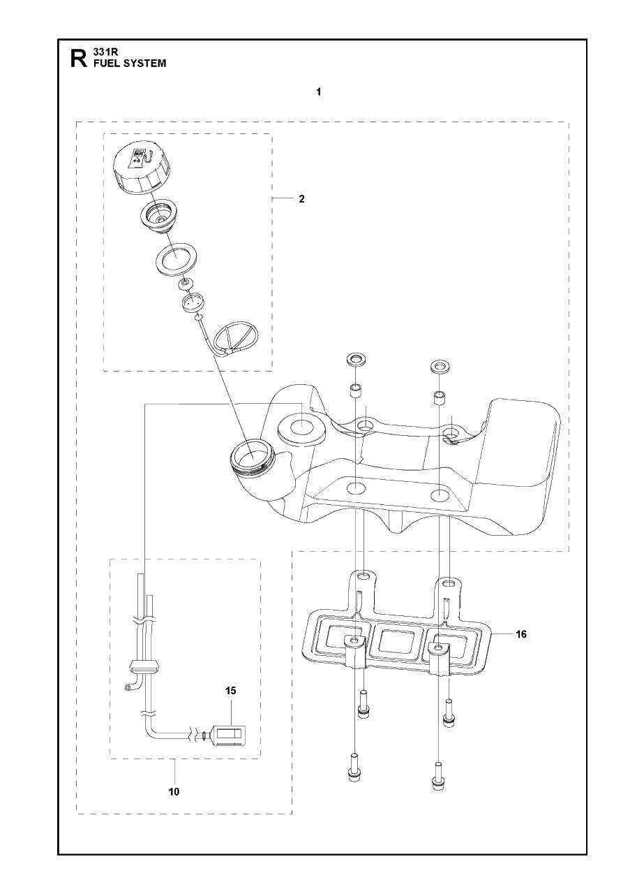 Fuel System Diagram and Parts List for 331R 20191400001 & Above Husqvarna Brush Cutter