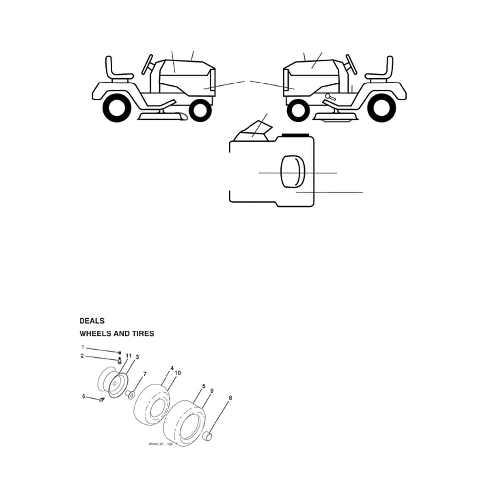 Wheels & Tires Diagram and Parts List for 96045006900  Husqvarna Lawn Tractor