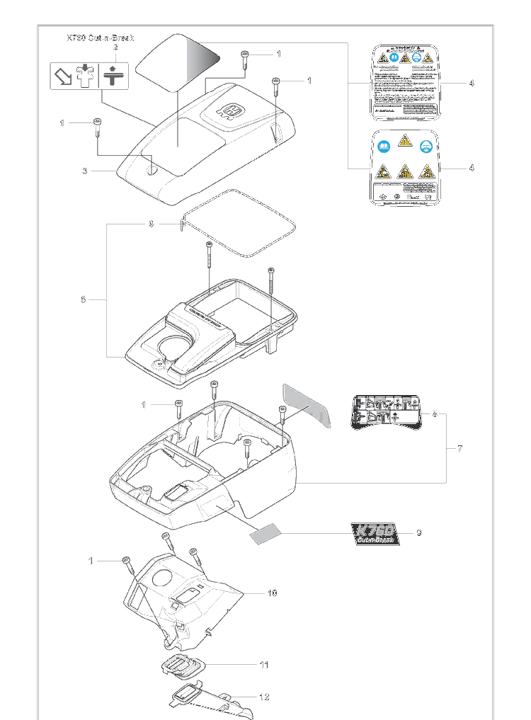 Cylinder Cover Assembly And Filter Bottom And Filter Cover And Air Nozzle Diagram and Parts List for K760CUT-N-BREAK 2009-11 Husqvarna Table Saw Accessories