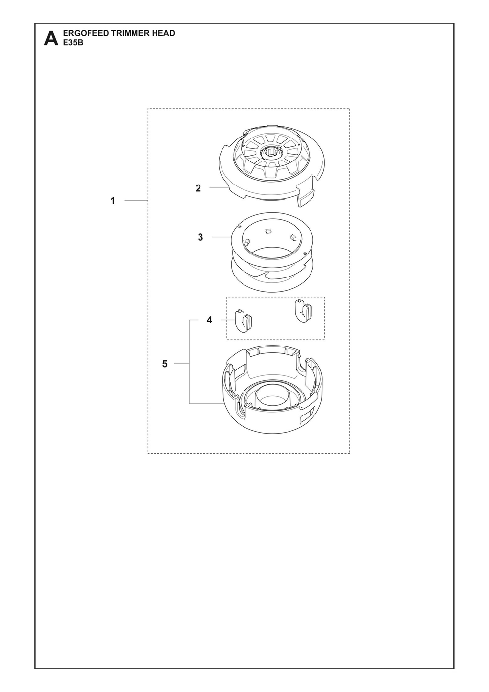 Trimmer Head Diagram and Parts List for E35B  Husqvarna Trimmer