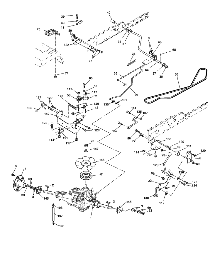 Drive Diagram and Parts List for GTH2548-LOGT25H48B/954572134 2004-01 Husqvarna Lawn Tractor