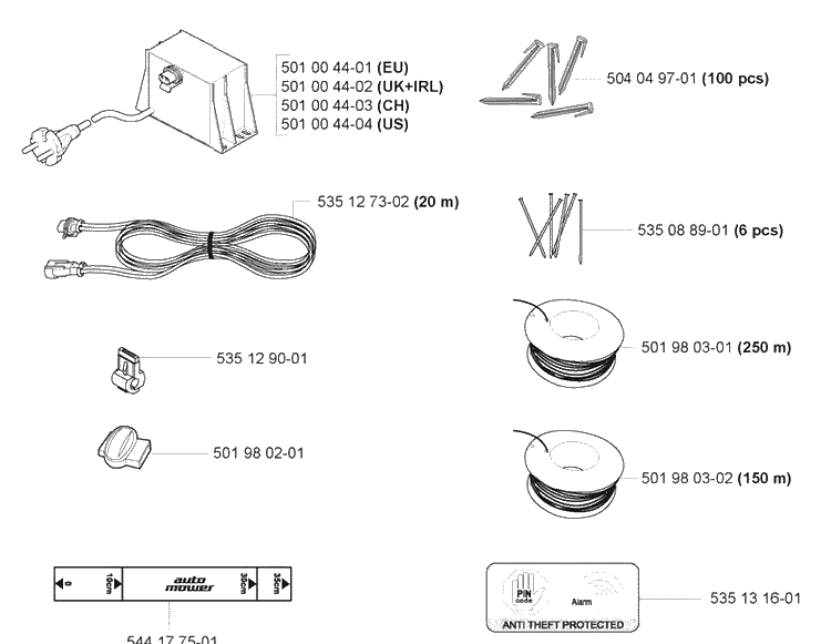 Mounting Hardware Diagram and Parts List for 230ACX 2007-07 Husqvarna Lawn Mower