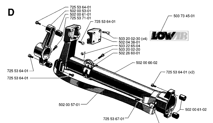 Tower Diagram and Parts List for 265RX 19991000001-20012600000 Husqvarna Brush Cutter