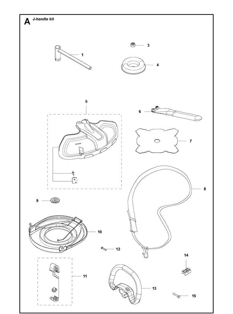 Accessories Diagram and Parts List for 537048502 537048504 Husqvarna Brush Cutter