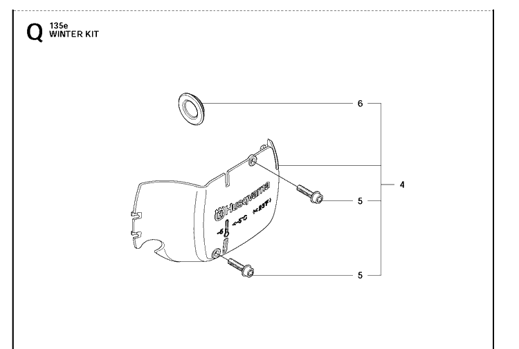 Winter Kit Diagram and Parts List for 135E  Husqvarna Chainsaw
