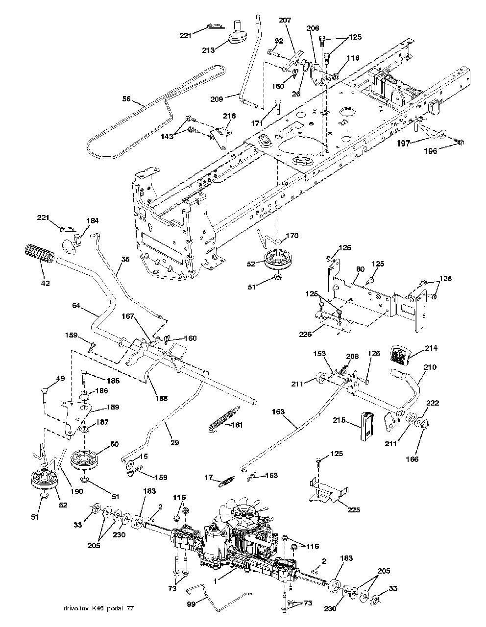 Drive Diagram and Parts List for YTH2348 (917289570)(2012-02) Husqvarna Lawn Tractor